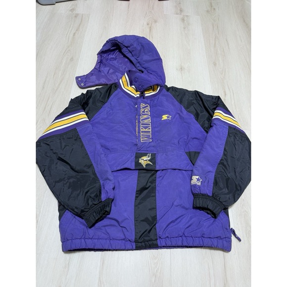 STARTER Other - Vintage 90s Minnesota Vikings NFL Starter Pro Line Hooded Puffer Jacket Men's XL